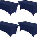 Niuara 4-Pack Navy Blue Spandex Tablecloths 72"x30"x30" Stretch Fitted Table Covers for 6ft Rectangle Folding Tables, Wrinkle-Resistant Tablecloth for Wedding, Banquet & Outdoor Events