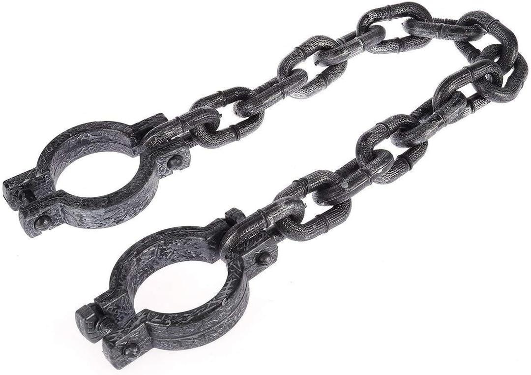 BinaryABC Plastic Wrist Shackles Prison Handcuffs Chain Links, Halloween Costume Party Trick Props