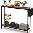 Bigbiglife 39.4" Console Entryway Table, 2-Tier Industrial Narrow Sofa Table with Storage Shelves for Hallway, Living Room, Bedroom, Foyer, Corridor, Office, Rustic Brown and Black