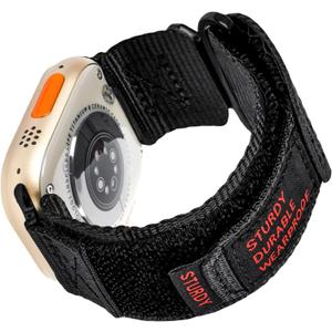 Nylon Apple Watch Bands For Men Para Apple Watch 42mm 44mm 45mm 46mm 49mm,Series11/10/9/8/7/6/5/4/3/2/1/Ultra2/3,Sport Loop Band Comfortable Braided Stretchy,Velcro Tactical Braided Generation Mens (Black)