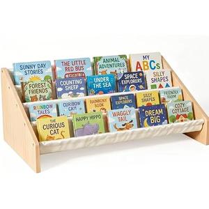 KiddoCood Wood Kids Bookshelf & Book Display Organizer, 28.7" L, White | 4-Tier Front-Facing Montessori Toddler Bookshelf for Kids Rooms, BPA-Free & Zero Glue, CPC Certified Baby Bookshelf