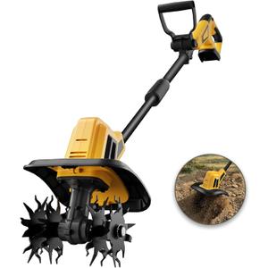 Cordless Garden Tiller Cultivator Compatible with Dewalt 20V MAX Battery, 270 RPM Electric Rototiller, 48 Steel Tines, 8.7" Tilling Width, 6.3" Depth, Rotary Tiller for Lawn/Gardening/Soil(Tool Only)