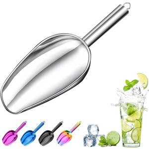 Metal Ice ScoopKitchen Ice Scooper for Ice Maker,Stainless Steel Small Ice Scooper for FreezerKitchen Gadgets Cookie Flour Pet Dog Food Scoop (Silver, 3 OZ)