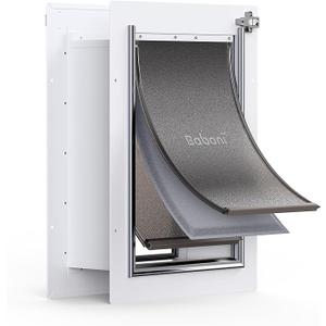 Baboni Pet Door for Wall,3-Flap,Steel Frame and Telescoping Tunnel, Aluminum Lock, Double Flap Dog Door and Cat Door, Strong and Durable (Pets Up to 40 Lb) -Medium