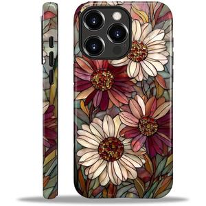 Case for iPhone 16 Pro,Durable Drop Protection Shockproof Silicone + Hard PC 2 in 1 Hybrid Protective Cover with Stylish Pattern Design - Romantic Love Flower