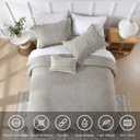 HORIMOTE HOME Beige Ruffled Quilt Queen Size, Stone-Washed Microfiber Lightweight Crinkled Farmhouse Rustic Shabby Chic Bedding Set, 3 Pieces Reversible Bedspread with Pillow Shams for All Season