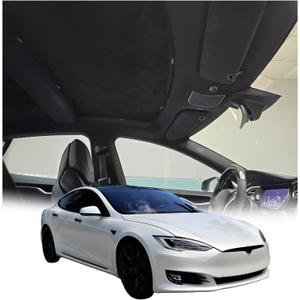Glassroof Sunshade Compatible with Tesla Model S 2014-2018[No Gaps, Never Sag],Upgrade Soft Suede Glass Sunroof Sun Shade Foldable Heat Insulation Shield