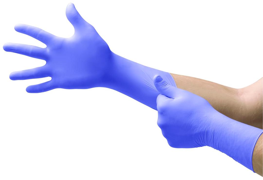 Ansell MICROFLEX Supreno EC SEC-375 Thick Disposable Nitrile Exam Gloves Extended Cuff for Automotive, Heathcare, Life Sciences, Large (8.5-9.0) Violet Blue (Box of 50)