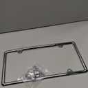 Chrome License Plate Frame Made of Zinc Alloy Metal, Universal Car Accessories,1 Pack License Plate Holder Never Rust and Unbreakable with Metal Screws, Chrome Caps and Screwdriver