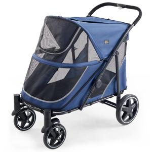 Denver On-The-Go Pet Stroller  Easy Fold, All-Terrain 4-Wheel Dog Stroller for Medium Dogs with Dual Entry, One-Foot Brake, Sunroof & Breathable Windows
