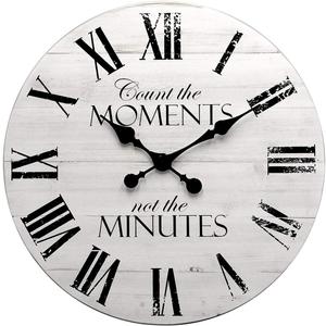 24 Inch Inspirational Farmhouse Wall Clock, Silent Non-Ticking, White Distressed Shiplap Wood, Battery Operated Rustic Quartz Clock for Living Room, Kitchen, Bedroom, Home Office Decor