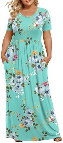 LONGYUAN Women's Plus Size Maxi Dresses Summer Short Sleeve Casual Long Dress 2026 5XL