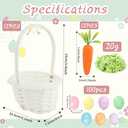 FOIMAS 12pcs Mini Easter Baskets with Handles 100pcs Colorful Easter Eggs and 12pcs Artificial Carrots Shred Grass for Easter Party Favor Decoration Craft Supply