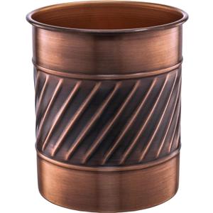 Monarch Abode Kitchen Utensil Holder  Wave Embossed Metal Antique Copper Utensil Holder, Decorative Utensil Crock for Kitchen Counter, Cooking Tool and Spatula Holder for Countertop, Caddy Organizer