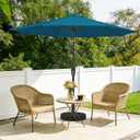 MEWAY 9ft Patio Umbrella Outdoor Table Umbrellas with Push Button Tilt and Crank, Market Umbrella 8 Sturdy Ribs for Deck, Garden, Pool and Backyard, Lake Blue