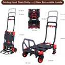 JJSMKCH 2-in-1 Folding Hand Truck Dolly Cart with Wheels 330LB