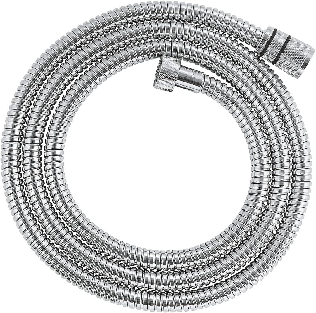GROHE VitalioFlex Metal Long-Life TwistStop - Shower Hose 1.75 m (Tensile Strength 50 kg, Pressure Resistance Up to 16 Bar, Heat Resistance 75C, Universal Connection G 1/2" x 1/2"), Chrome, 22100000