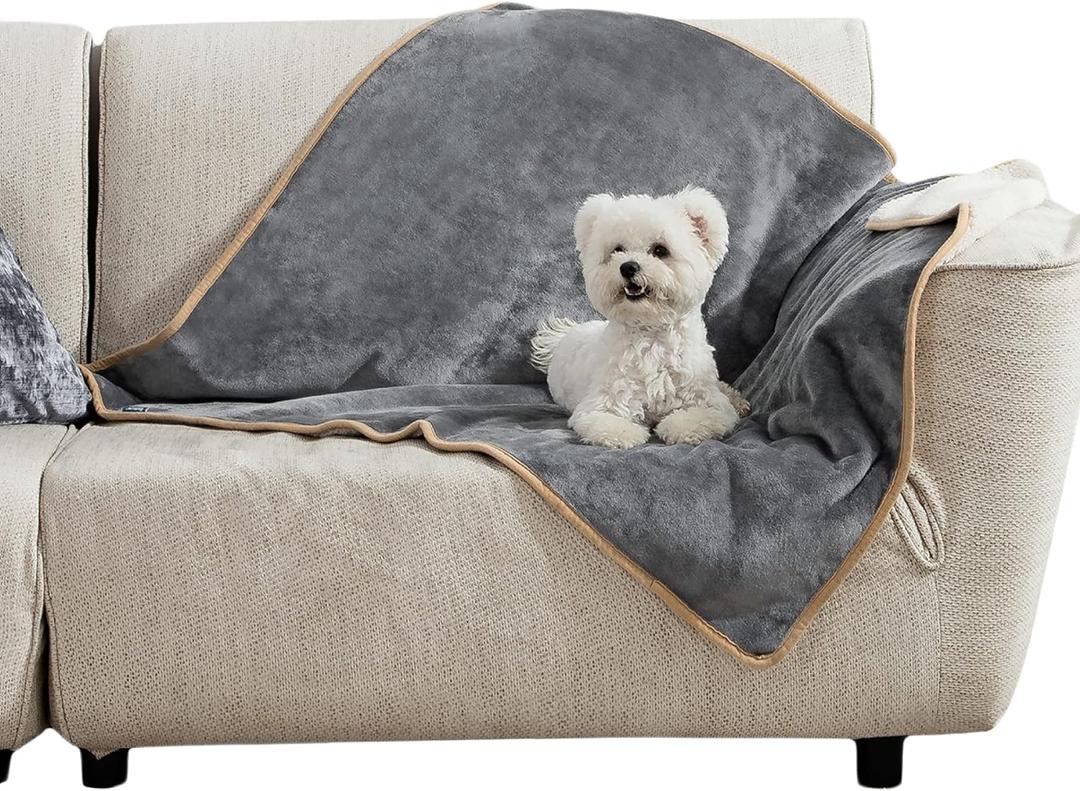 Bedsure Waterproof Dog Blankets for Medium Dogs - Medium Cat Blanket Washable for Couch Protection, Sherpa Fleece Puppy Blanket, Soft Plush Reversible Throw Furniture Protector, 30"X40", Grey (M(30x40"))