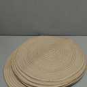 SHACOS 15 inch Beige Round Placemats Set of 12 for Dining Table Woven Braided Circle Place Mats Kitchen Placemat Washable Table Mats