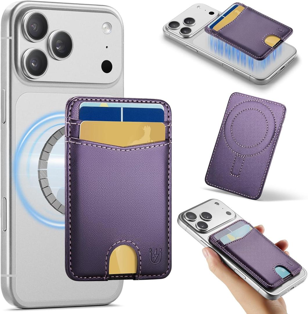 for Magsafe Wallet Magnetic Card Holder RFID Blocking, Strong Magnet Slim Wallet Stick on Phones and Cases for iPhone 17/16/15/14/13/12/ Pro/Max/Plus, Purple