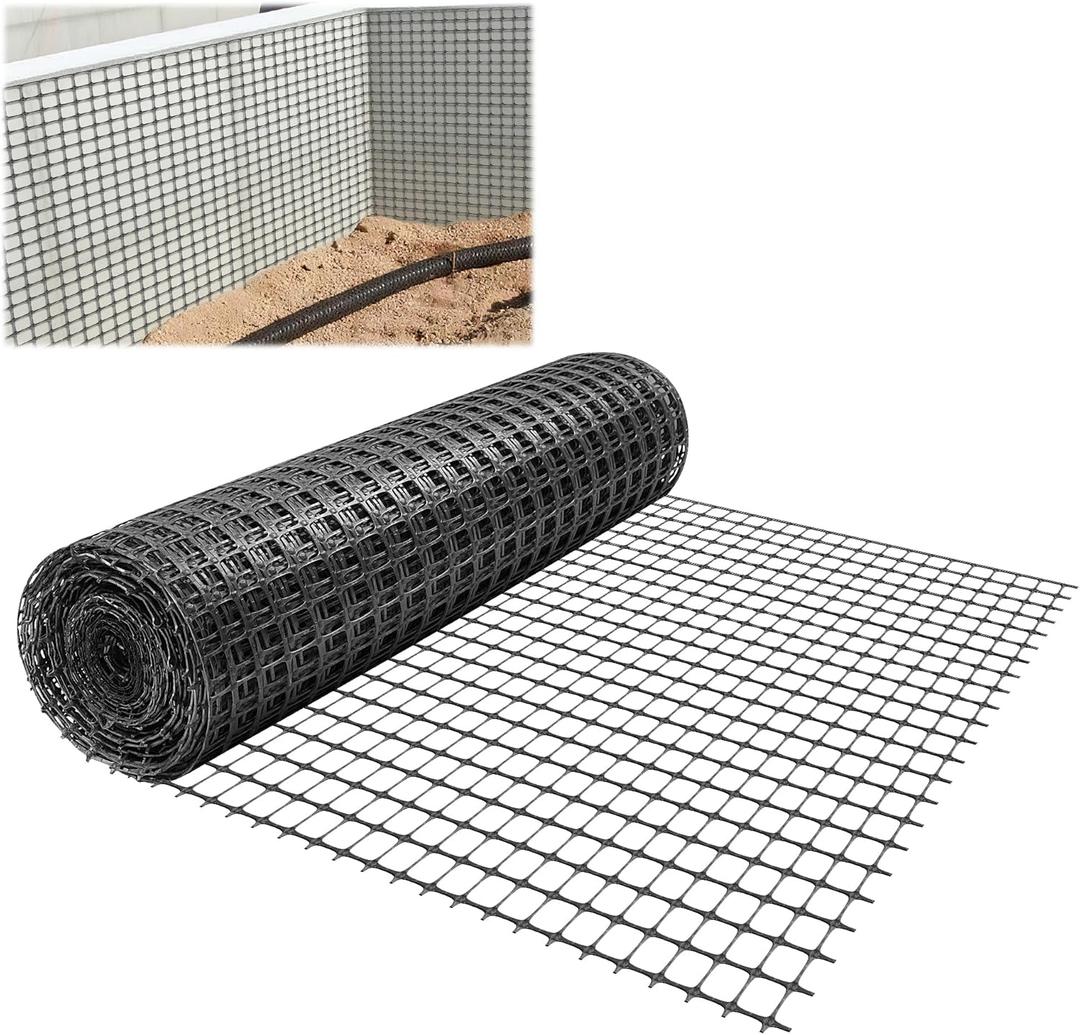 Bi-Directional Universal Retaining Wall Geogrid for Retaining Walls 33' L X 3' W Biaxial Geogrid Mesh Rolls 30 KN Tensile Force Fiberglass Geogrid for Roadbed & Soil Reinforcement, Erosion Control