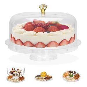 memeyou Acrylic Cake Stand with Lid Clear Cake Plate Platter Display with Dome Cover Holder Cupcake Keeper