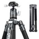 Fotopro Carbon Fiber Tripod for Camera 2lbs Ultralight 62 Inch Travel Camera Tripod Max Loads Up 22lbs X-Aircross 3 Grey