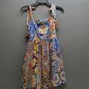 Floerns Women's Summer Floral Print Tie Shoulder Cami Dress Flare Hem Boho Mini Dress (Medium, Blue Khaki Multi)