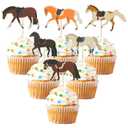 Gyufise Horse Cupcake Toppers - 36 Pcs Set 300g Glitter Card Stock, Food-Grade Toothpick, for Horse Racing Party, Baby Shower, Wedding, Birthday Party Supplies