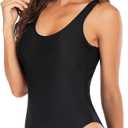 Leoparts Women's Retro 80s/90s High Cut Low Back One Piece Swimsuits Bathing Suits (Black, L)