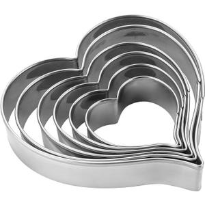 Heart Cookie Cutters Set of 6, Stainless Steel Sandwiches Cutters Biscuit Molds for Kids,Sturdy Cutters for Cookies,Sandwiches,Small to Large Size of, 1.69-3.74 inch Sizes