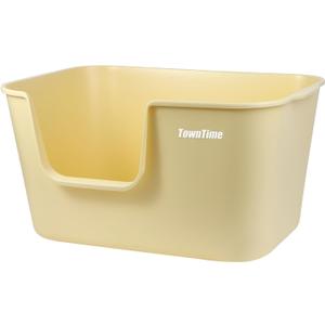 XXL Litter Box with High Sides - 24.6"L x 16.9"W x 12.99"H, Anti-Splash, Tool-Free Assembly, Multi-Cat, Jumbo (Yellow)
