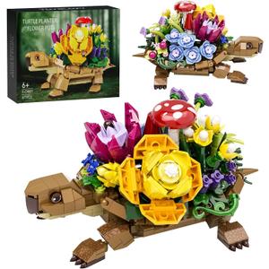 Sea Turtle Succulent Planter Building Set, Compatible with Lego Turtle Flowers Pot Building Kit, Animals Botanical Collection Blocks Toys, for 6+ Girls, Women, Home Plants Decor, Gifts