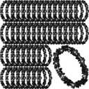 Sherr 48 Pcs LED Hawaiian Leis Light up Flower Leis Necklace with LED Lights Luau Flowers Necklaces for Masquerade Beach Wedding Tropical Themed Party Supplies(Black)
