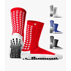 Lux Dual Grip Socks - Soccer Grip Socks for Men and Women. GripArray Performance & Comfort Red L