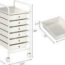 6-Tier Utility Cart with 6 Drawers, Rolling Utility Cart with 2 Lockable Caster Wheels, Multipurpose Mobile Rolling Drawer Cart for Office Bathroom Kitchen, Ivory White