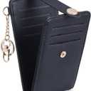 POIUGOYA Slim Wallet for Women,RFID Blocking Bifold Credit Card Holder with Zipper Coin Pocket,ID Window,Keychain