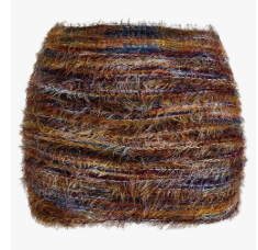 MakeMeChic Women's Brown Mini Skirts Winter Fuzzy Fur Bodycon Skirt Y2K Christmas Outfits Cowgirl Chic Size S