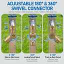 Adjustable 180 & 360 Hose Swivel Connector, Adjustable Brass Garden Hose Elbow Connector for RV/Campers Outdoor, Yard Garden Irrigation Fits Standard 3/4" Water Pipes