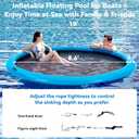 10FT Round Inflatable Floating Dock, Sunchill Float Ring, Water Hammock Tanning Pool Floats with Woven Fabric, Manual Pump for Quick Inflate/Deflate, Fits 2-8, Ideal for Lakes, Oceans, 10FT