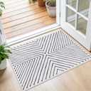 2x3 Entryway Rug Indoor Door Mat  Machine Washable Non Slip Small Area Rug, Soft Geometric Carpet for Front Door, Hallway, Kitchen, Laundry Room, or Bedroom White&Black