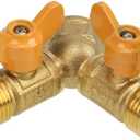 SHANOER Solid Brass Y Ball Valve Comfort Grip for Oil and Gas Hoses Connector Splitter Adapter