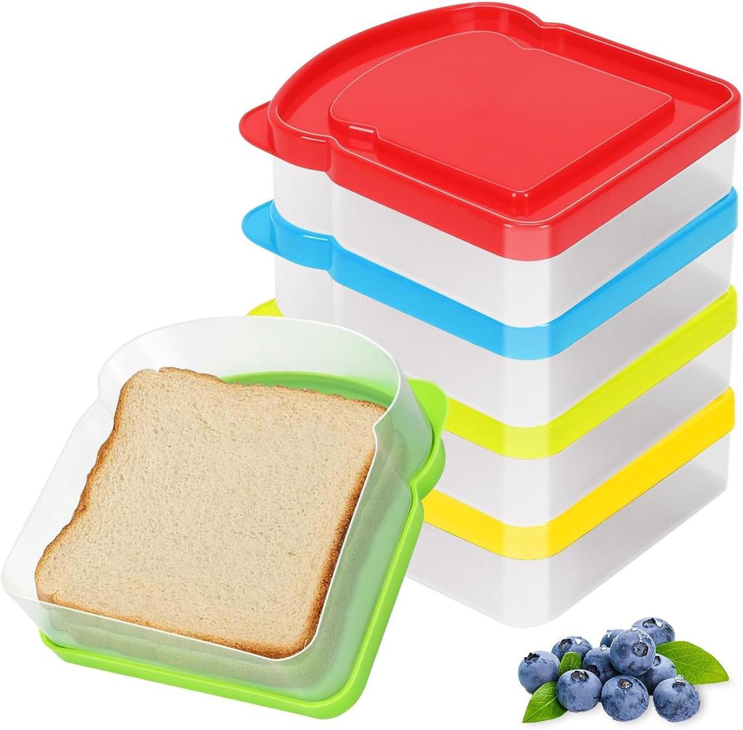 TKOnline 5 PCS Small Size Sandwich Containers Toast Shape Lunch Box with Lids Toast Fresh-keeping Container Bread Toast Storage Containers Sandwich Keeper Bakery Boxes Sandwich Holder