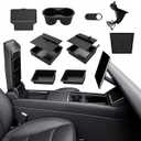 10PCS Center Console Organizer Tray for 2025 2026 Tesla Model Y Juniper Accessories, Under Seat Storage Armrest Hidden Storage Box Cup Holder Charger Pad for Tesla ModelY Juniper (Not fit Standard)