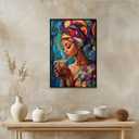Mpgloquial African Black Woman Wall Art Beauty Lady Dringing Coffee Canvas Painting Posters Trendy Black Girl Prints Poster Inspired Wall Decor Aesthetics for Dorm 16x24inch Black Framed
