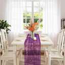 Horbaunal 4 Pack Purple Gold Gauze Table Runners 10 FT, Sheer Chiffon Tulle Cheesecloth Runner with Golden Glitter Metallic Foil, Purple Table Runner for Wedding Birthday Baby Shower Party Decorations, 28" W x 120" L