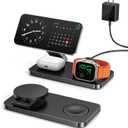 3 in 1 Charging Station for Apple/iPhone Apple Watch Charging Station/Magsafe with Wireless Charger Stand/iPhone Watch Charger Station/Wireless Charger for iPhone 16/15/14/13/12, Apple Watch, AirPods (Black)