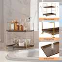 FSyueyun 2-Tier Bathroom Countertop Organizer,Bathroom Organizers and Storage with Tool-Less Installation, Premium Plastics for Makeup, Perfume, Skincare on Dresser Vanity Tray (Gold & Brown)