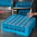 Carlisle FoodService Products Opticlean Divided Glass Rack with 36 (4.75 x 2.91 Inch) Compartments for Kitchen and Restaurant, Plastic, 19.88 x 19.88 x 5.50 Inches, Blue