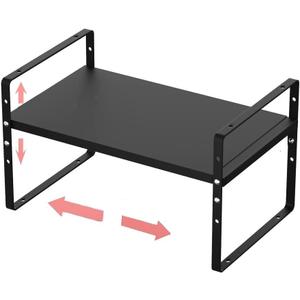 Expandable Stackable Spice Rack Cabinet Shelf Organizer in Cabinets Shelves Kitchen Cupboard Organization Stack up Racks Pantry Countertop Storage Large/Black 1 Pack